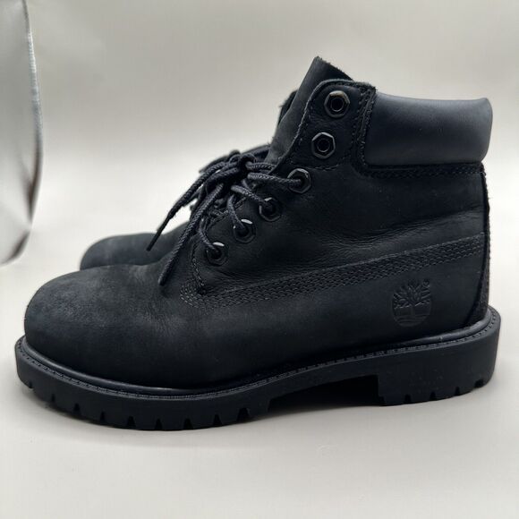 Timberland Boots Junior Boys Size 1 M Black Nubuck Premium 6" Waterproof 12707 - Picture 2 of 9